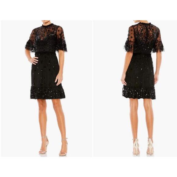 Mac Duggal NWOT embellished sequin illusion dress - Picture 1 of 8